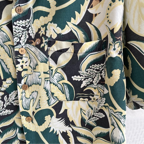 Tommy Bahama Vintage Hawaiian Surfer Girl Short Sleeve Shirt  Green Yellow Large - Picture 4 of 10